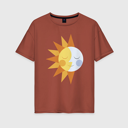 Женская футболка оверсайз Sun and Moon / Кирпичный – фото 1