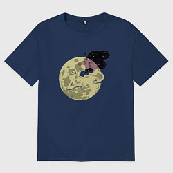 Футболка оверсайз женская Полнолуние, цвет: тёмно-синий