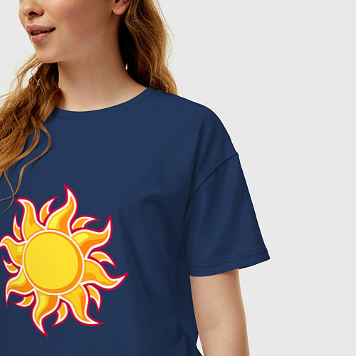 Женская футболка оверсайз Super Sun / Тёмно-синий – фото 3