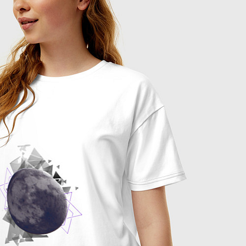 Женская футболка оверсайз Moon / Белый – фото 3