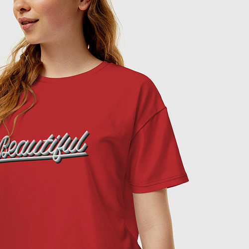 Женская футболка оверсайз Beautiful / Красный – фото 3