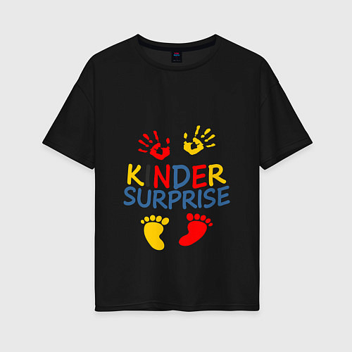 Женская футболка оверсайз KINDER SURPRISE / Черный – фото 1