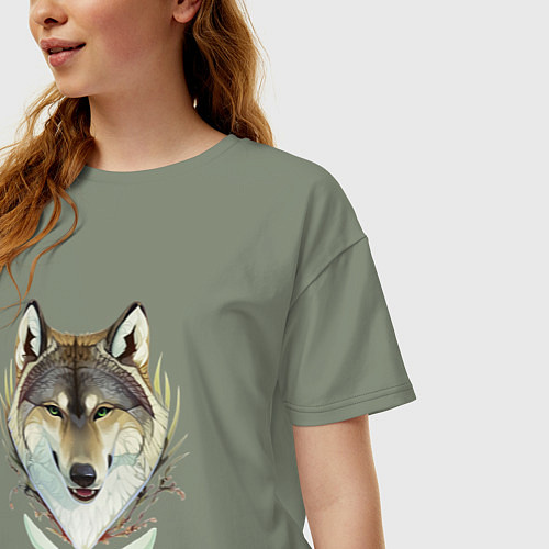 Женская футболка оверсайз Зимний хранитель / Авокадо – фото 3