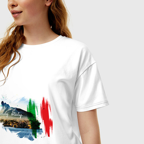 Женская футболка оверсайз Страны Италия Сицилия / Белый – фото 3