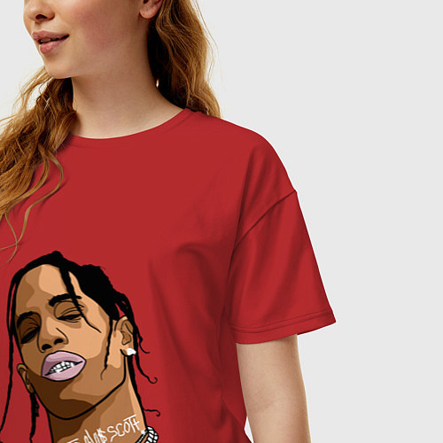 Женская футболка оверсайз TRAVIS SCOTT ASTROWORLD Z / Красный – фото 3