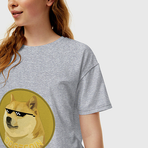 Женская футболка оверсайз Dogecoin / Меланж – фото 3