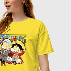 Футболка оверсайз женская Малыши Зоро и Луффи One Piece, цвет: желтый — фото 2