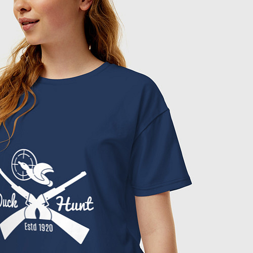 Женская футболка оверсайз Охота на уток / Тёмно-синий – фото 3