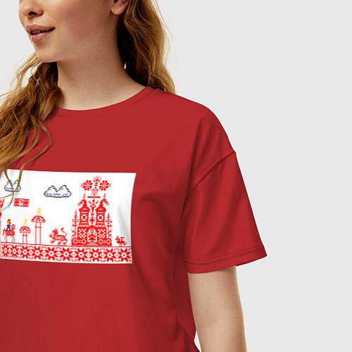 Женская футболка оверсайз Марио в России / Красный – фото 3