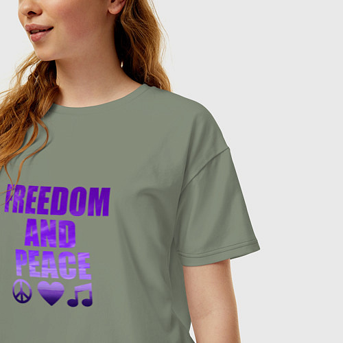 Женская футболка оверсайз Свобода и мир / Авокадо – фото 3