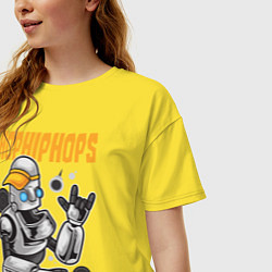 Футболка оверсайз женская Робот в бейсболке, цвет: желтый — фото 2