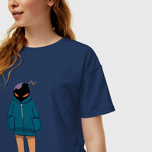 Женская футболка оверсайз Whitty / Тёмно-синий – фото 3
