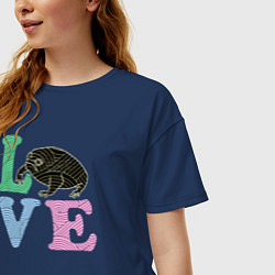 Футболка оверсайз женская Дождевая жаба лав love, цвет: тёмно-синий — фото 2