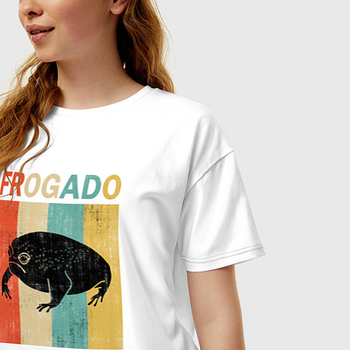 Женская футболка оверсайз Дождевая жаба Frog Avocado / Белый – фото 3