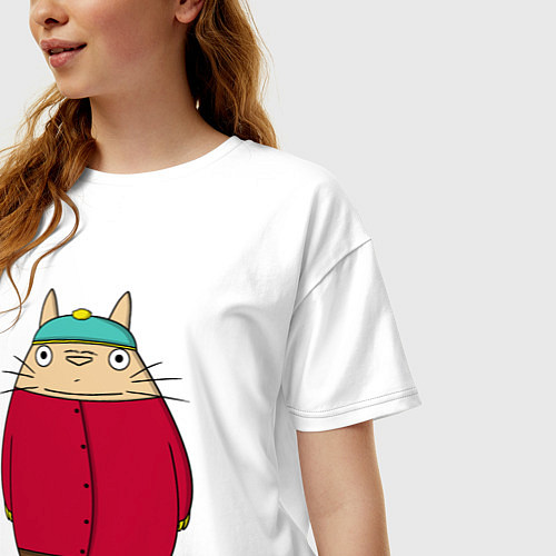 Женская футболка оверсайз Totoro Cartman / Белый – фото 3