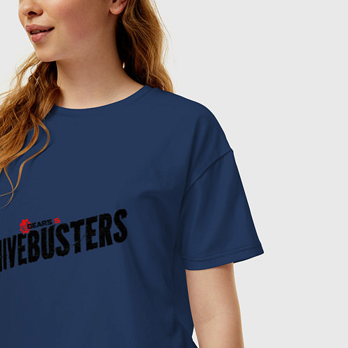 Женская футболка оверсайз Hivebusters / Тёмно-синий – фото 3