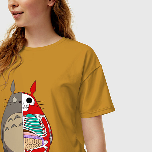 Женская футболка оверсайз Totoro Inside / Горчичный – фото 3