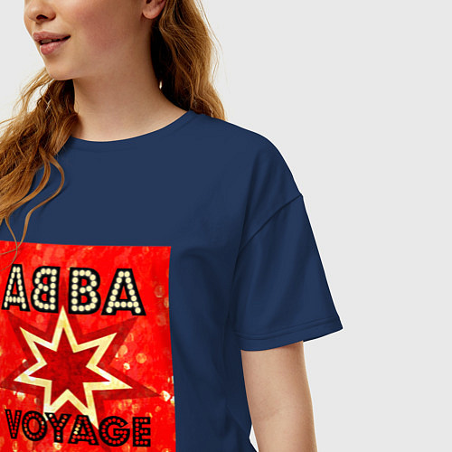 Женская футболка оверсайз ABBA новый альбом Voyage / Тёмно-синий – фото 3