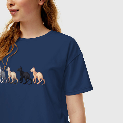 Женская футболка оверсайз Сфинксы / Тёмно-синий – фото 3