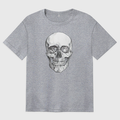 Женская футболка оверсайз Реалистичный рисунок Черепа / Меланж – фото 1