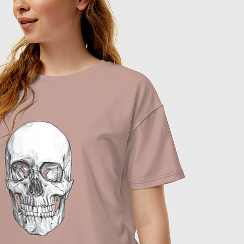 Женская футболка оверсайз Реалистичный рисунок Черепа / Пыльно-розовый – фото 3