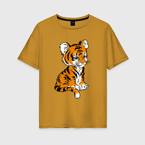 Женская футболка оверсайз Little Tiger / Горчичный – фото 1