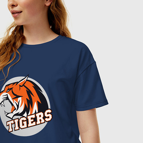 Женская футболка оверсайз Sport Tigers / Тёмно-синий – фото 3