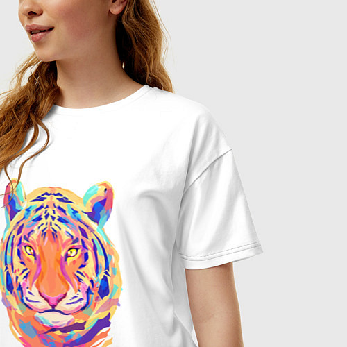 Женская футболка оверсайз Color Tiger / Белый – фото 3