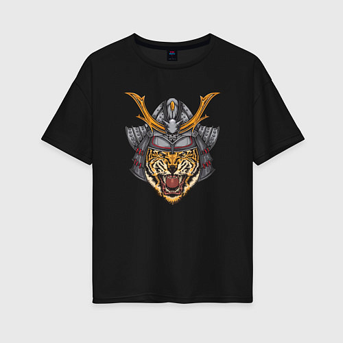 Женская футболка оверсайз Tiger Samurai / Черный – фото 1