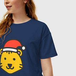 Футболка оверсайз женская Новогодний Тигр, цвет: тёмно-синий — фото 2