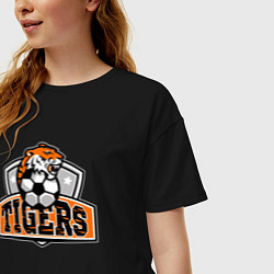 Футболка оверсайз женская Football Tigers, цвет: черный — фото 2