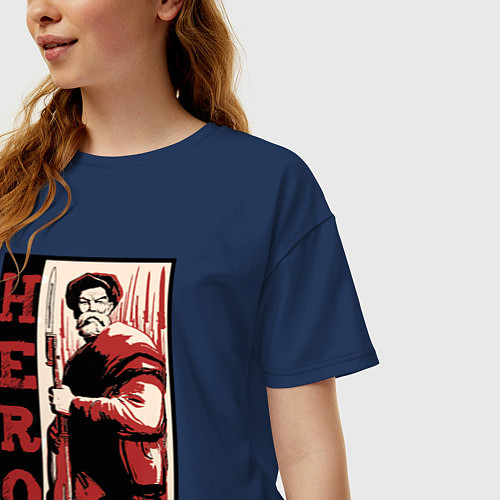 Женская футболка оверсайз Настоящий герой СССР / Тёмно-синий – фото 3