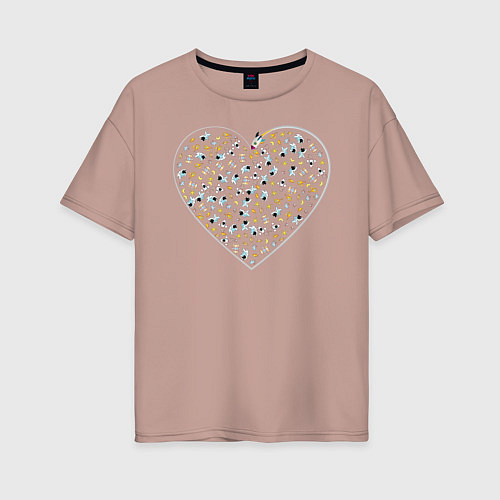 Женская футболка оверсайз Космос в сердце / Пыльно-розовый – фото 1