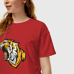 Футболка оверсайз женская Грозный Тигр, цвет: красный — фото 2