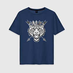 Футболка оверсайз женская Королевский Тигр, цвет: тёмно-синий