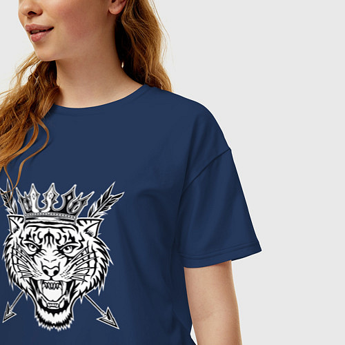 Женская футболка оверсайз Королевский Тигр / Тёмно-синий – фото 3