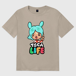 Футболка оверсайз женская Toca Life, цвет: миндальный