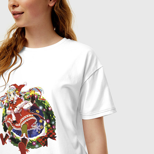 Женская футболка оверсайз Милая смелая снегурочка / Белый – фото 3