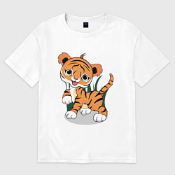 Футболка оверсайз женская Тигренок, цвет: белый