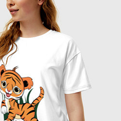 Футболка оверсайз женская Тигренок, цвет: белый — фото 2