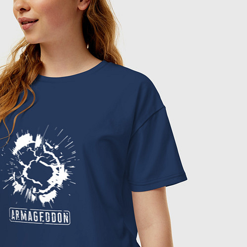 Женская футболка оверсайз Армагеддон / Тёмно-синий – фото 3