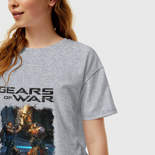 Женская футболка оверсайз GEARS OF WAR GOW / Меланж – фото 3
