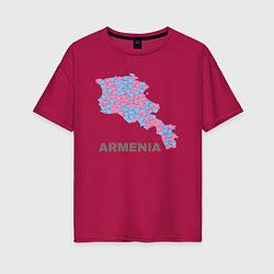 Футболка оверсайз женская Люблю Армению, цвет: маджента