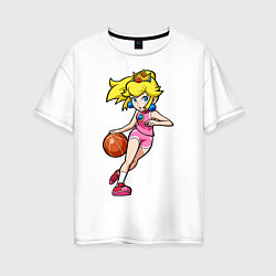 Футболка оверсайз женская Peach Basketball, цвет: белый
