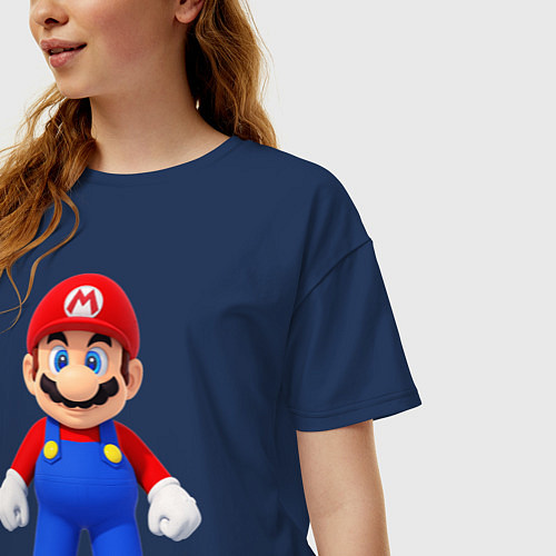 Женская футболка оверсайз Mario / Тёмно-синий – фото 3