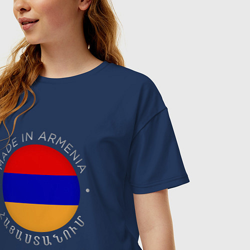Женская футболка оверсайз Сделано в Армении / Тёмно-синий – фото 3