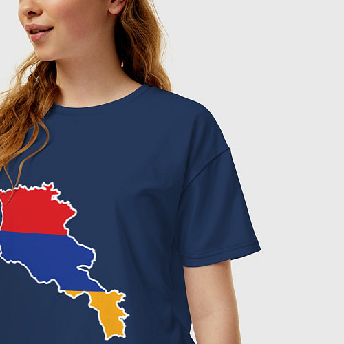 Женская футболка оверсайз Map Armenia / Тёмно-синий – фото 3