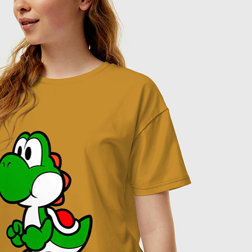 Женская футболка оверсайз Yoshi1 / Горчичный – фото 3