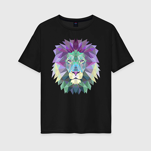 Женская футболка оверсайз Голова льва / Черный – фото 1