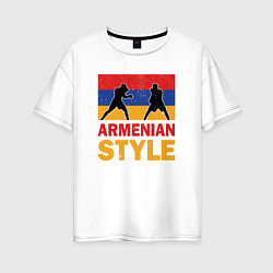 Футболка оверсайз женская Армянский стиль, цвет: белый